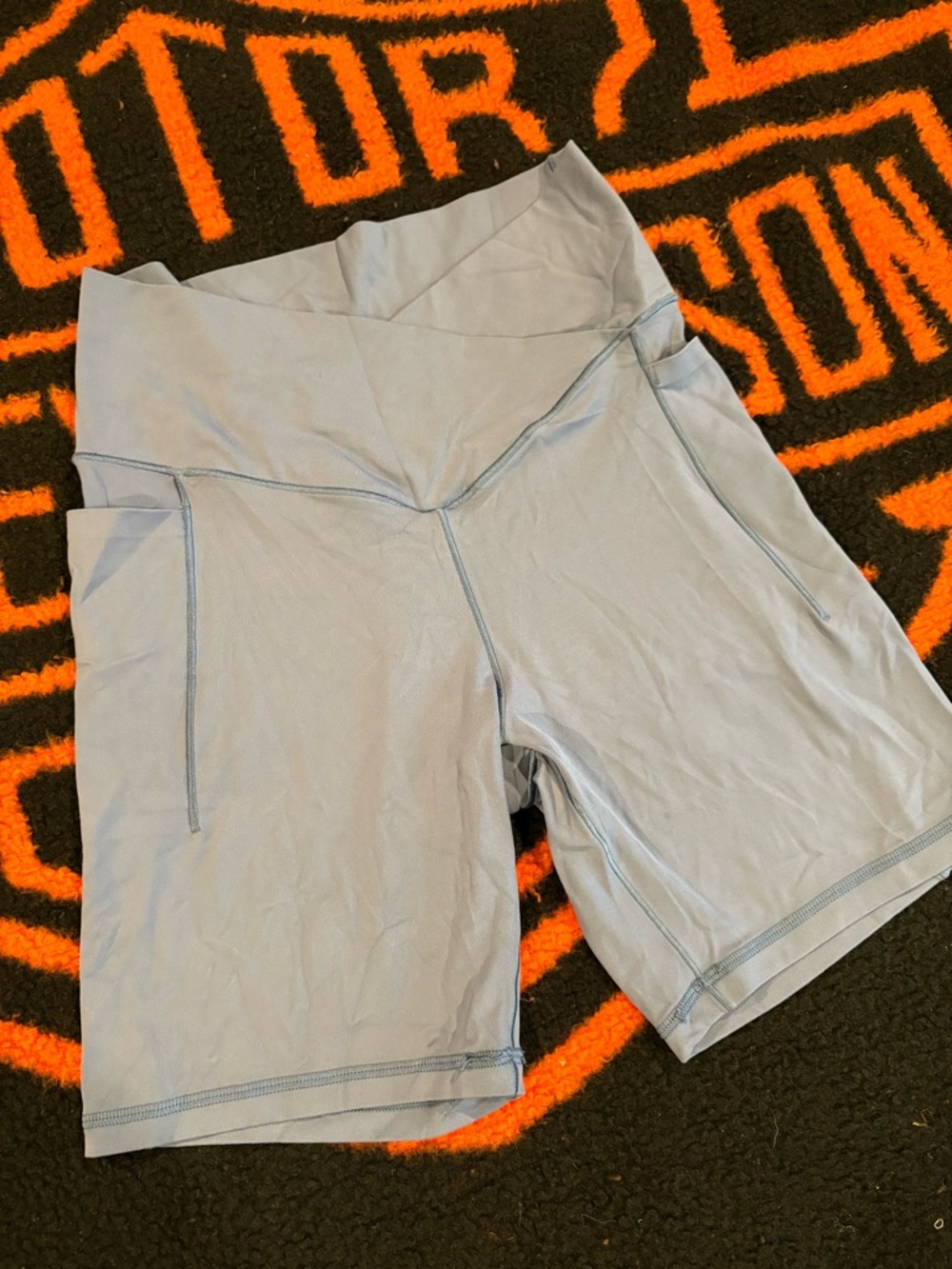 aerie Light Blue High-Rise Bike Shorts with Side Pocket